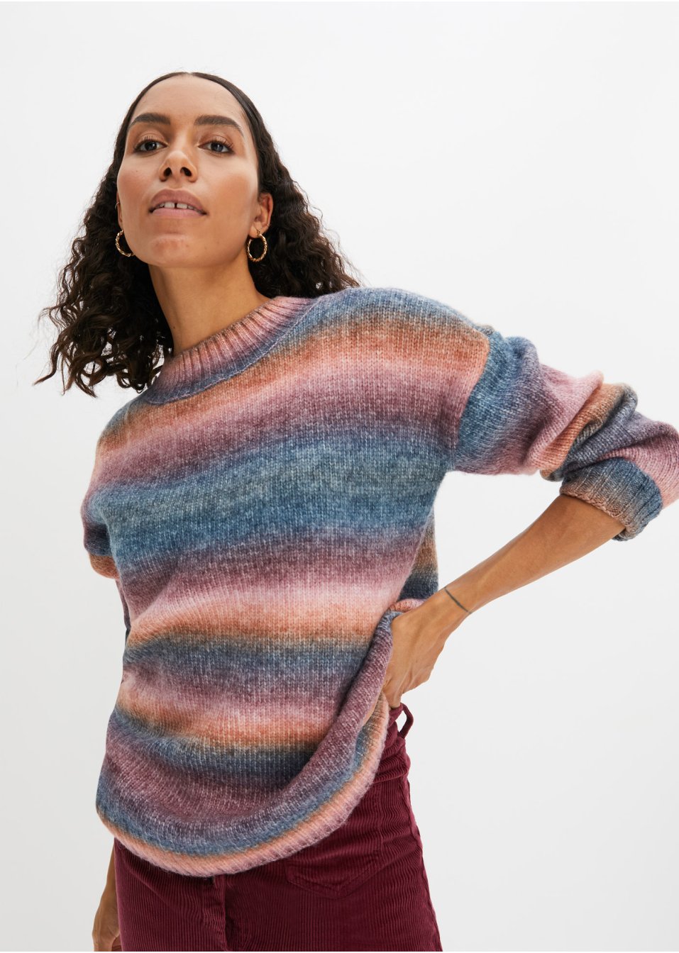 Pull avec dégradé de couleur et teneur en laine