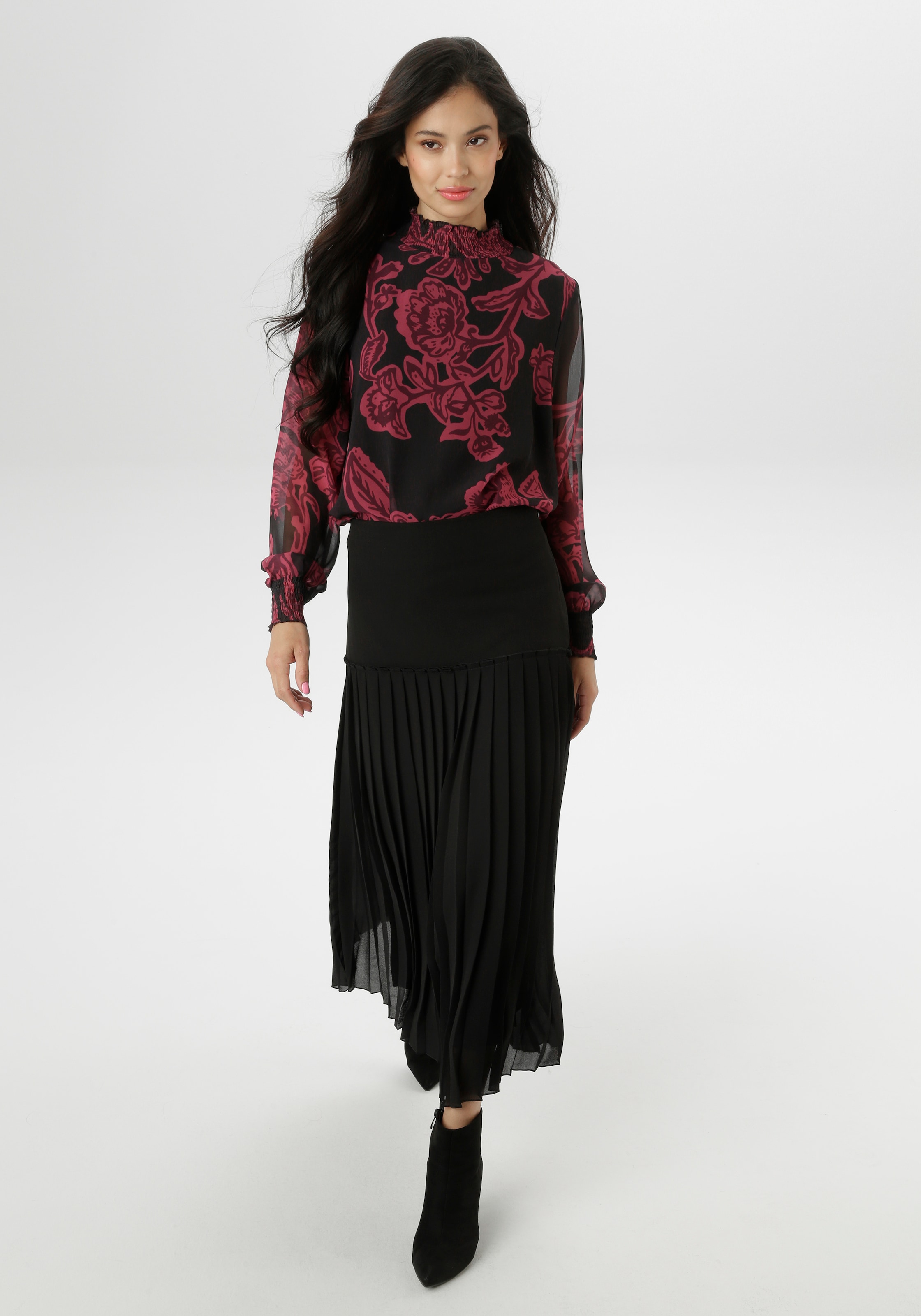 Aniston SELECTED Plisseerock , aus edlem Chiffon - NEUE KOLLEKTION