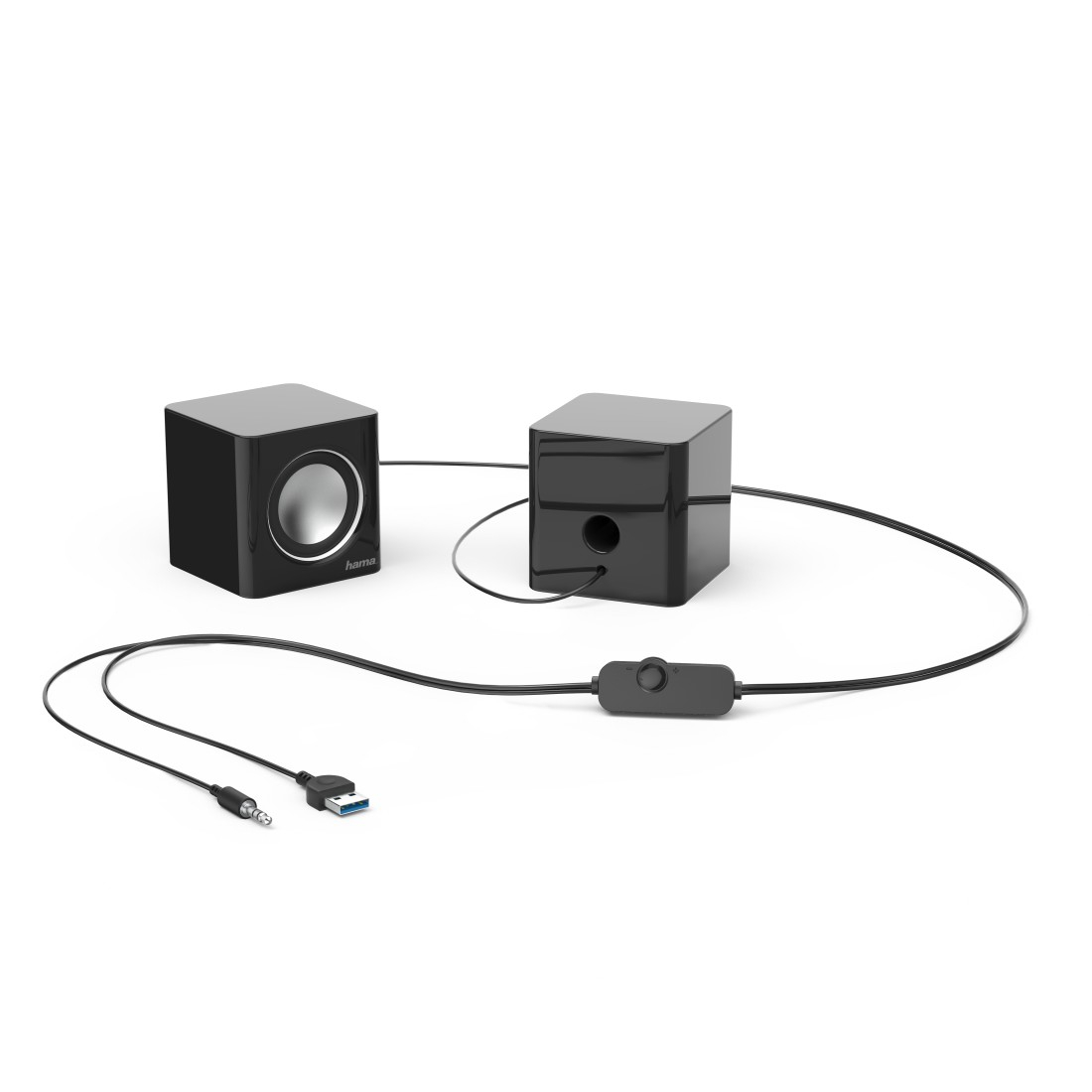 Sonic Mobil 185 Macbook / Notebook / Laptop / PC Stereo Lautsprecher USB / 3.5mm AUX Anschluss   Lautstärkeregler (00173132) - Schwarz