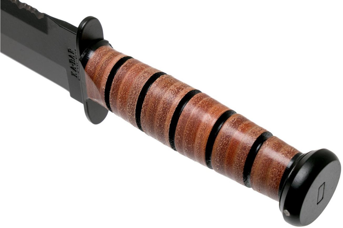 KA-BAR Big Brother 2217 deels gekarteld, vaststaand mes, lederen foedraal