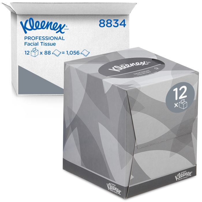 Kleenex 8834 12x88st 1056st Facial Tissues 2-laags kubus wit (8834)
