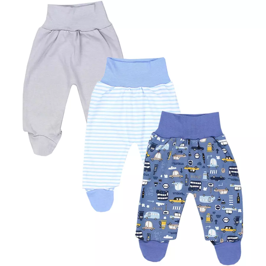 TupTam Baby Jungen Strampelhose mit Fuß 3er Pack blaugrau