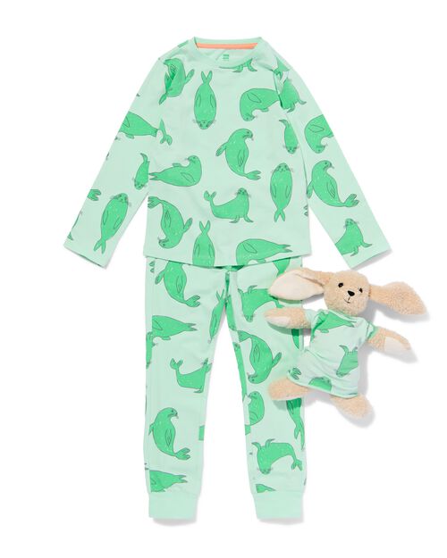 pyjama en coton extensible avec otarie et pyjama pour doudous pour enfant vert clair