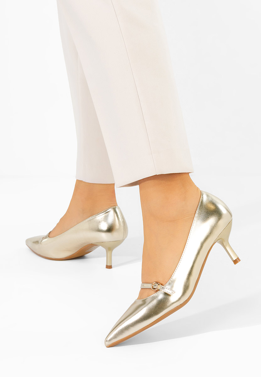 Chaussures stiletto à petit talon dorées Rilora