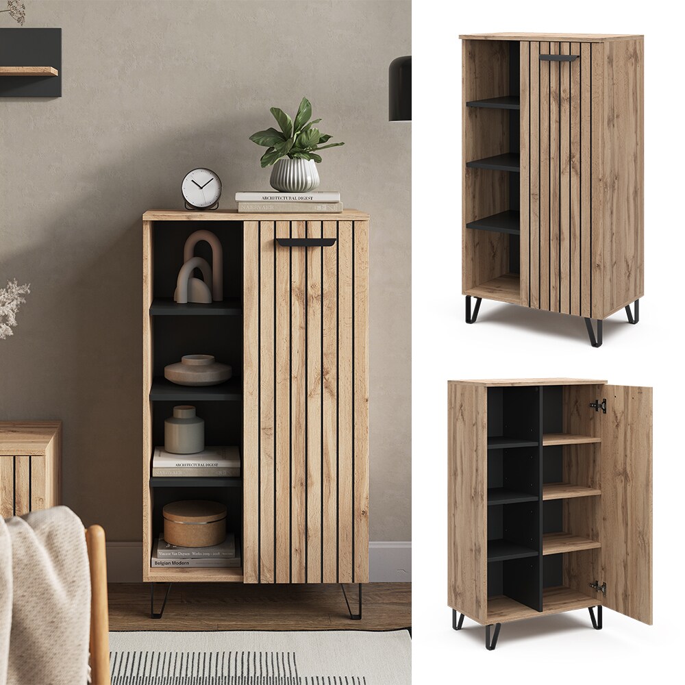 Vicco Sideboard Amber Eiche Wotan 60 x 110 cm mit 2 Türen