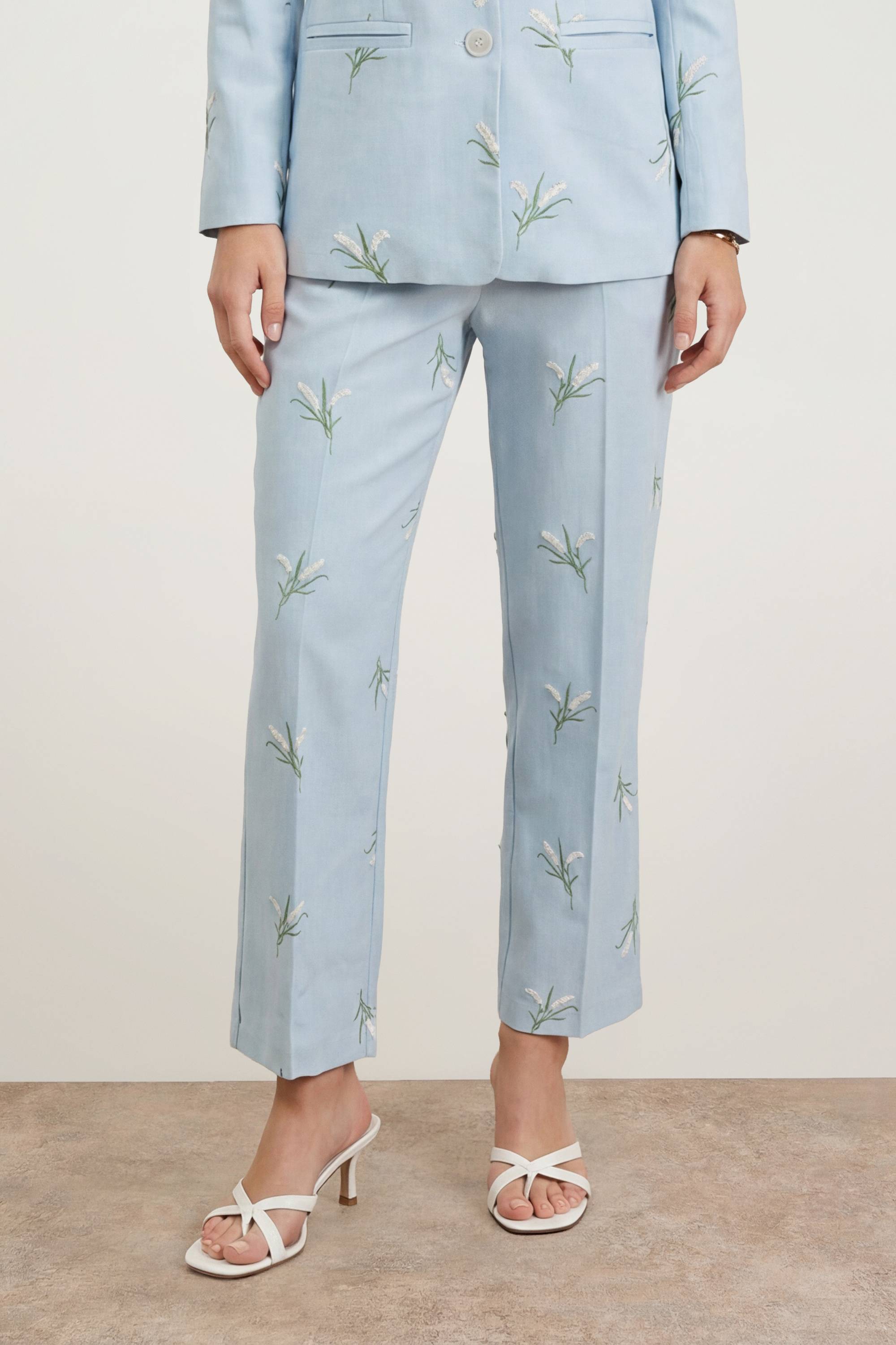 Oasis Pantalon de Costume Brodé Floral Ajusté