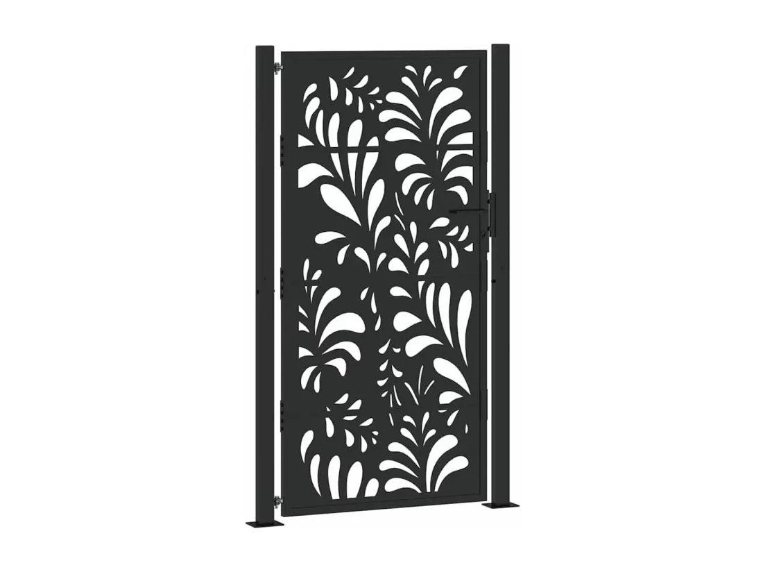 Portail de jardin noir 105x180 cm acier conception de vagues