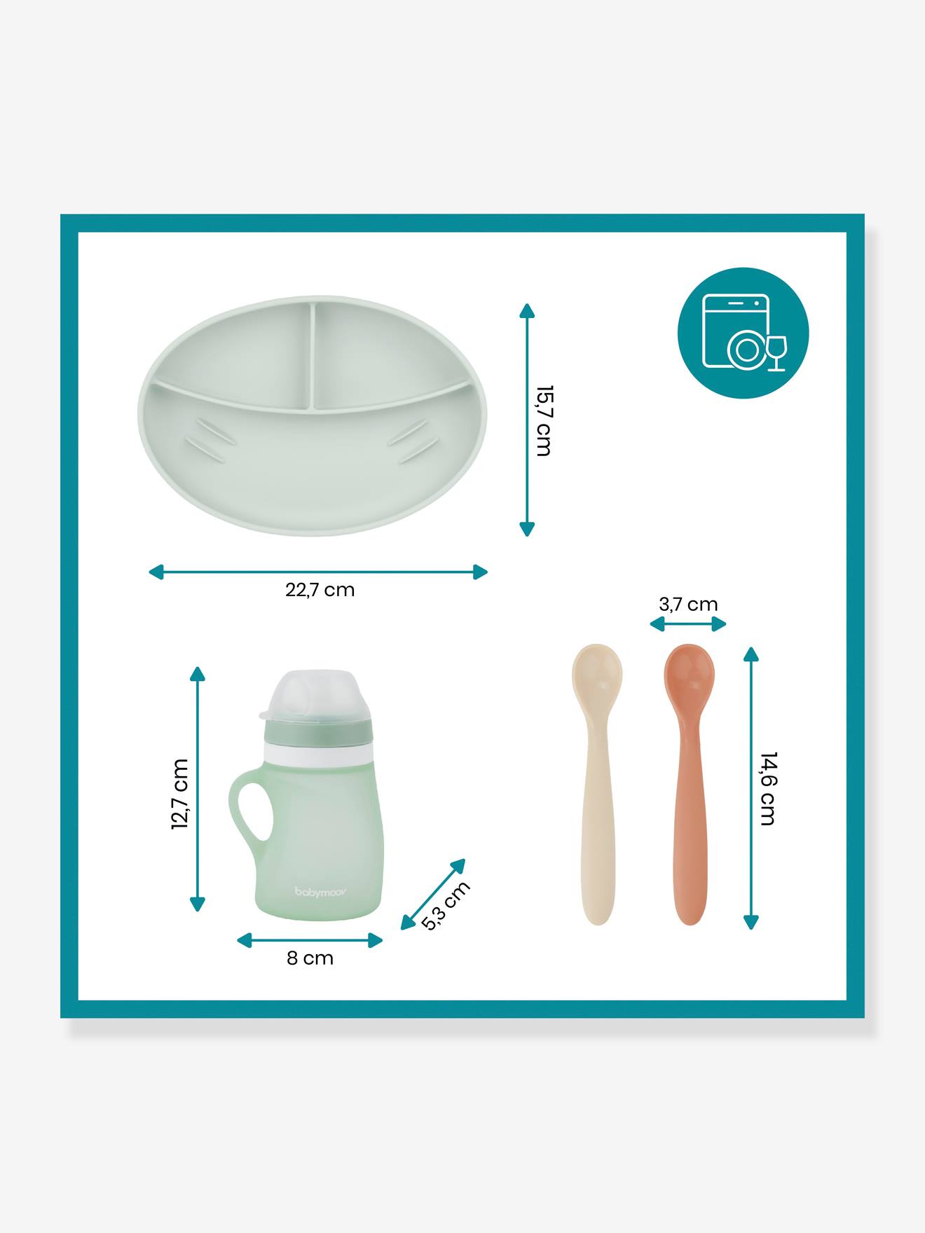 Kit de alimentação de silicone BABYMOOV Grow'Isy, vermelho claro liso