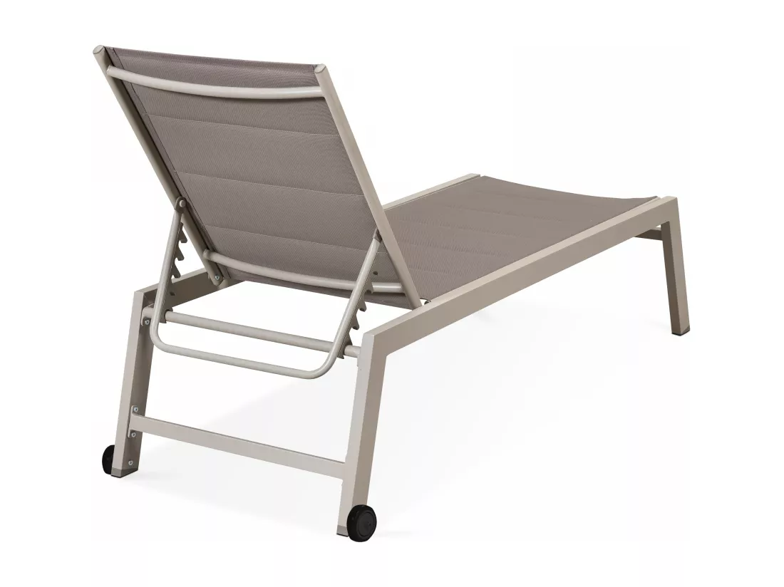 Lot de 2 bains de soleils en aluminium taupe - Nouméa