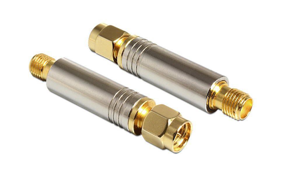 Antennenadapter 4.7 kOhm, SMA Stecker (m) - SMA Buchse (f)Delock SMA Stecker >SMA Buchse Gleichspannungskurzschluss 4.7 kOhm
