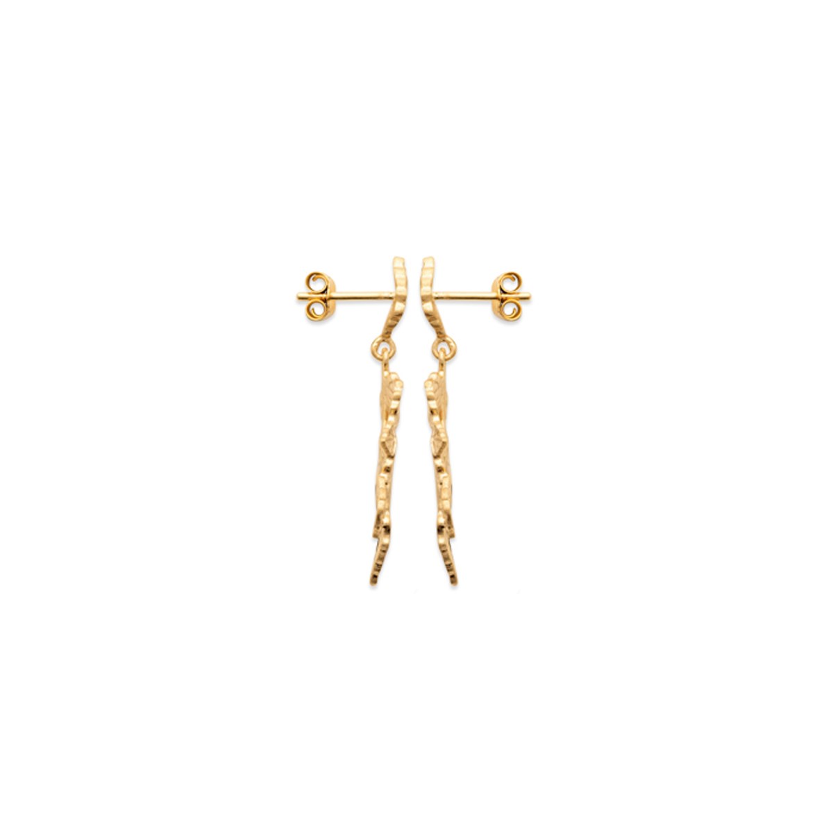 Boucles d'oreilles pendantes feuilles plaqué or IZAURE - Bijoux Privés Discovery