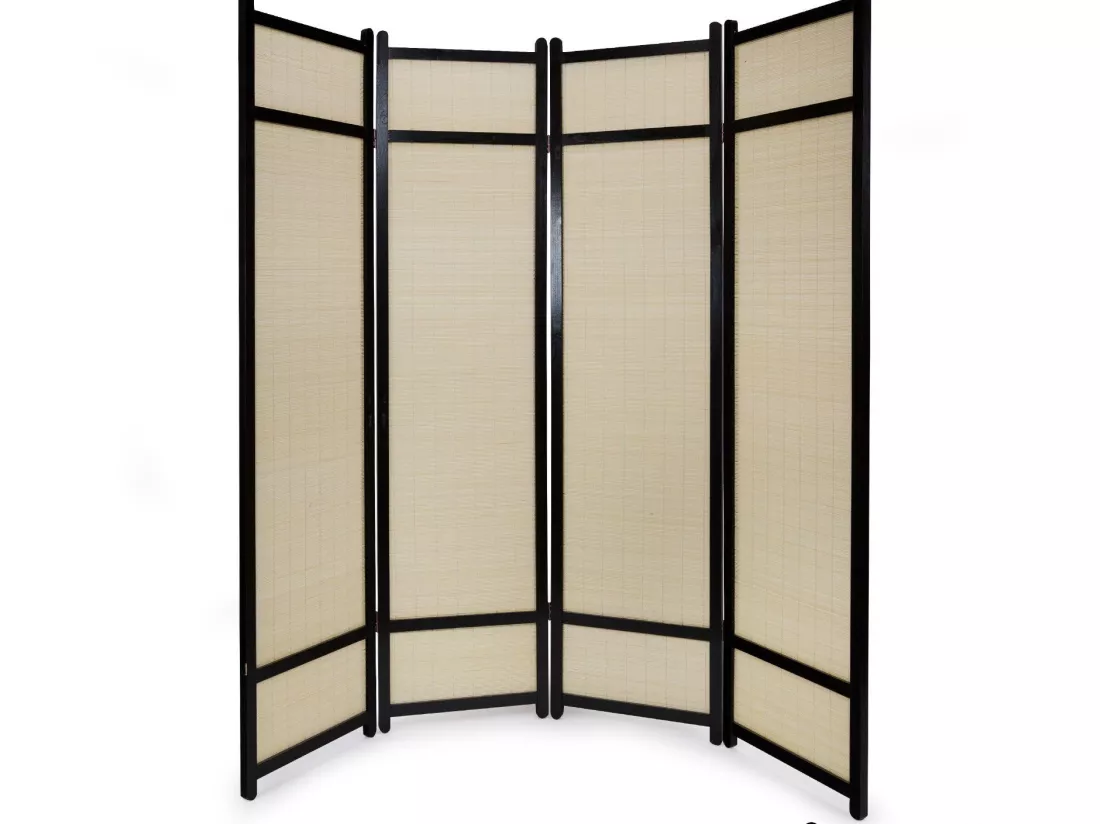 Paravent 4 panneaux pliable bois marron 176 x 2.2 x 175 cm par06062