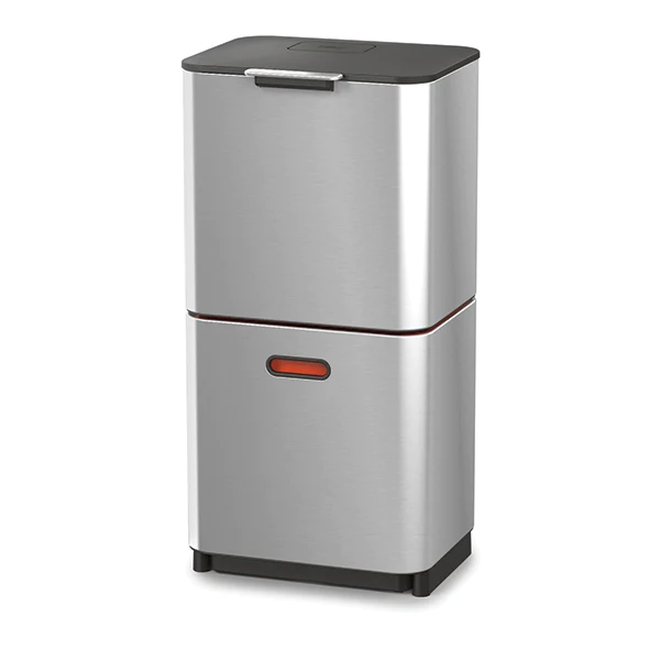 Poubelle Totem acier inoxydable 60 L - 2 compartiments 30 L Joseph Jos