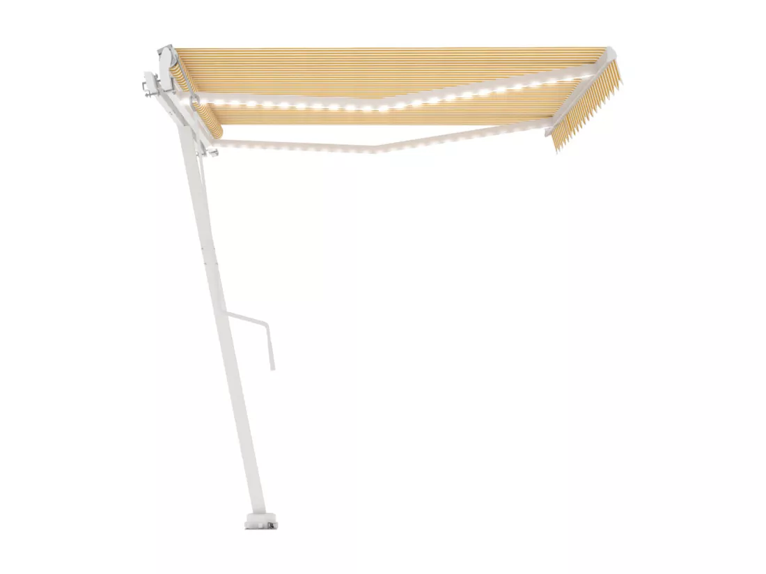 Auvent automatique capteur de vent/LED 400x300cm Jaune et blanc