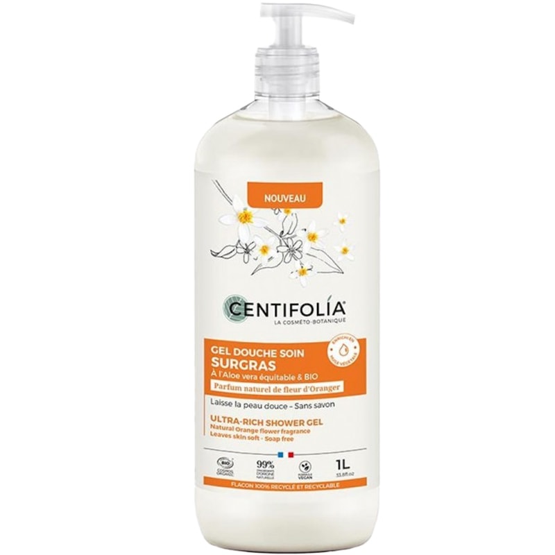 Gel douche bio - Fleur d'oranger - Peaux sèches et sensibles - 1L