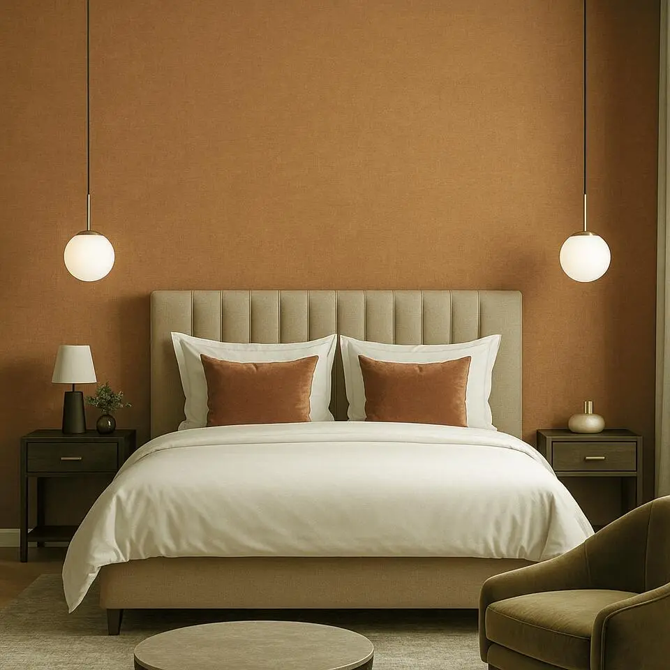 Dutch Wallcoverings Vliesbehang Linen & Textures uni - browngold - 10,05m x 53cm
