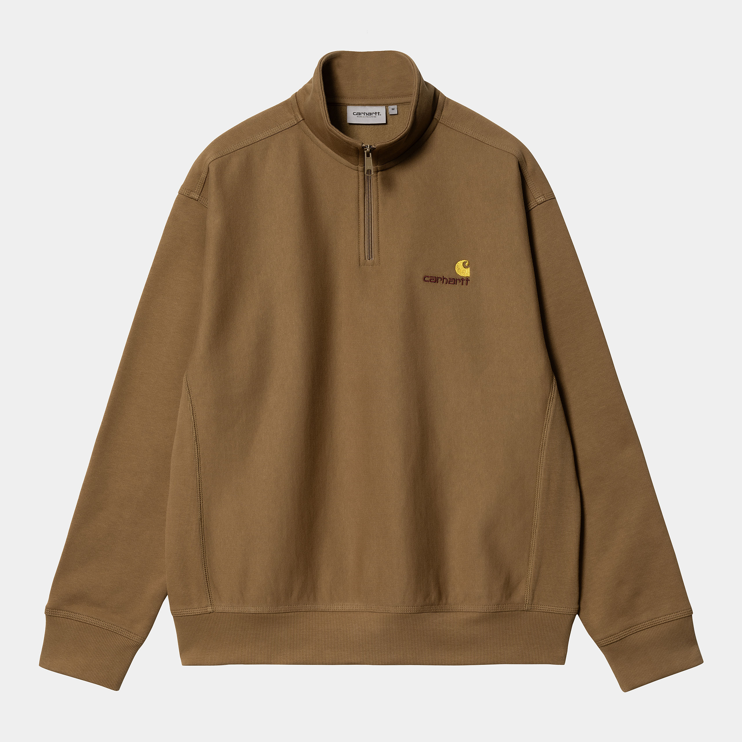 Carhartt WIP Half Zip American Script Sweat Peanut