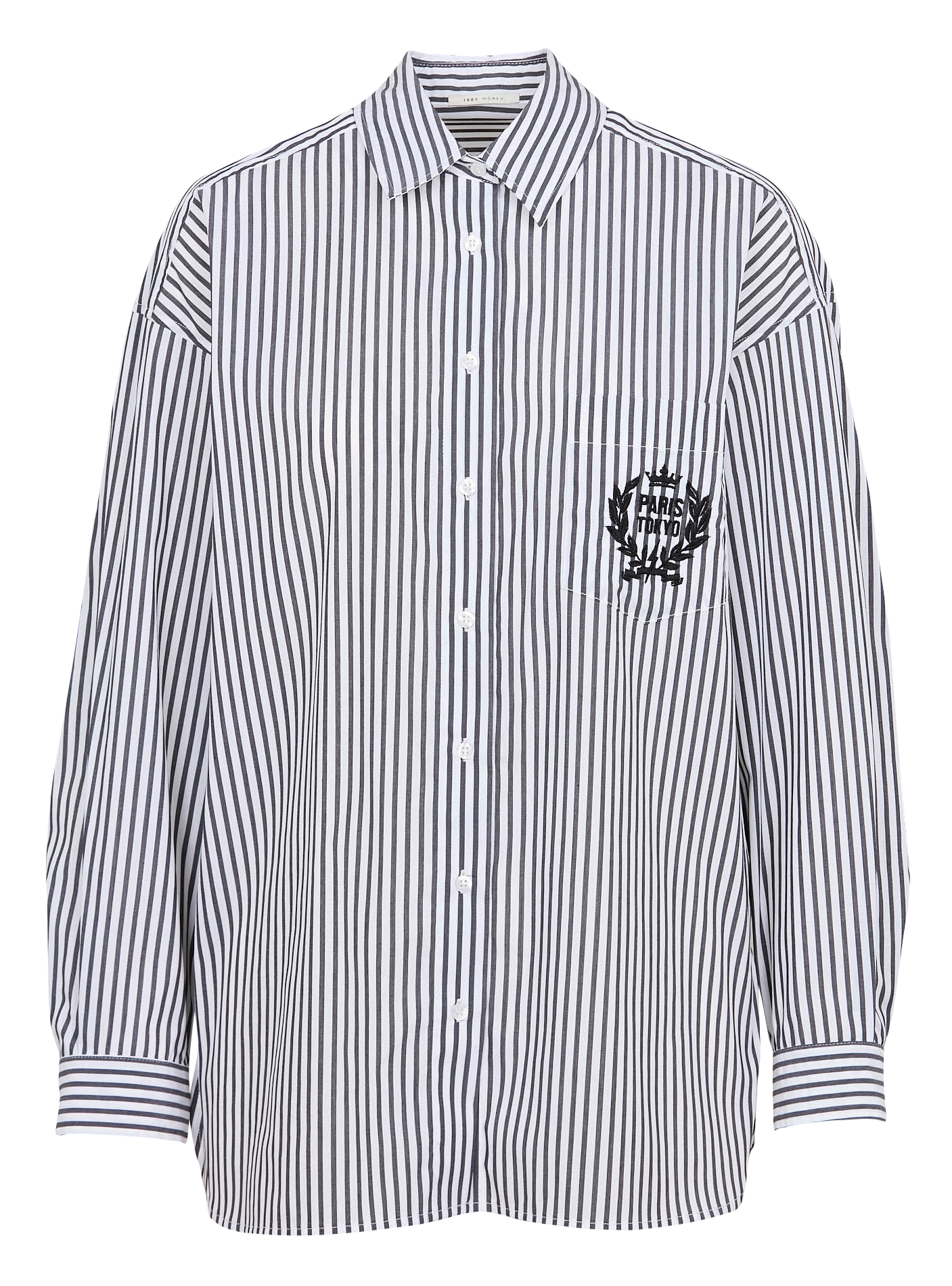 Chemise droite col classique en coton mélangé | Noir