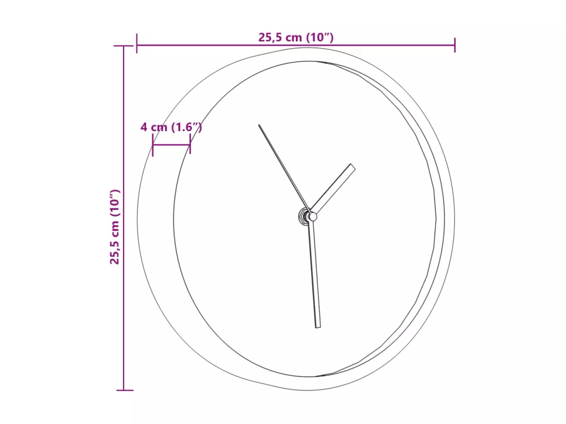 Horloge murale rose Ø25,5 cm polystyrène et verre