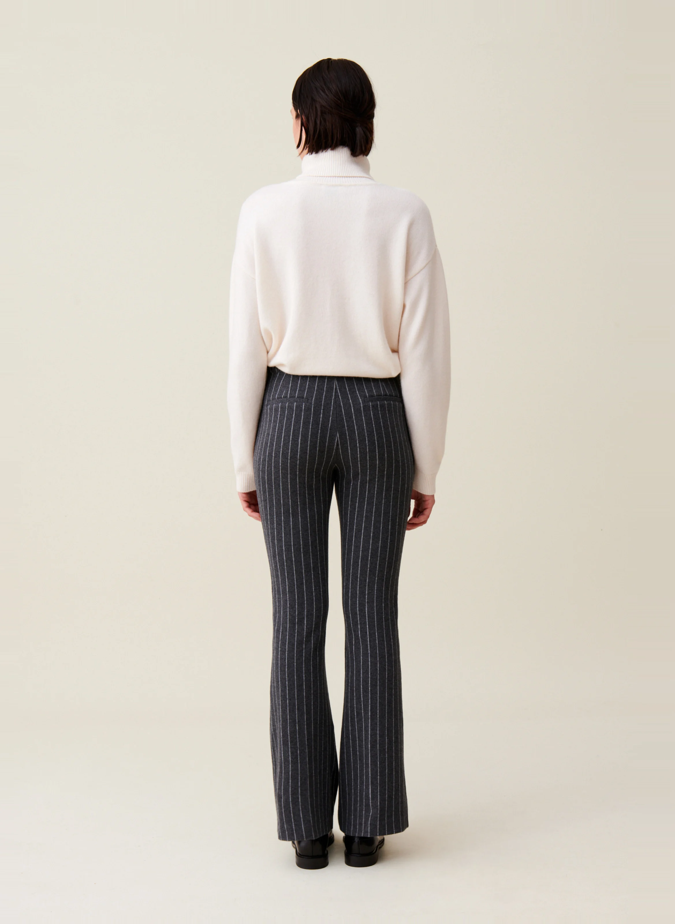 Pantalon flare rayé en coton mélangé | Multicolore