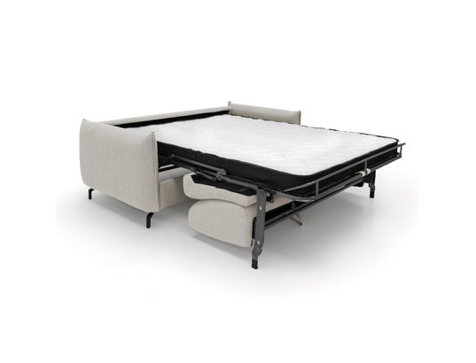 DIVANI.STORE - Canapé lit scarlet en tissu imperméable creme 3 places