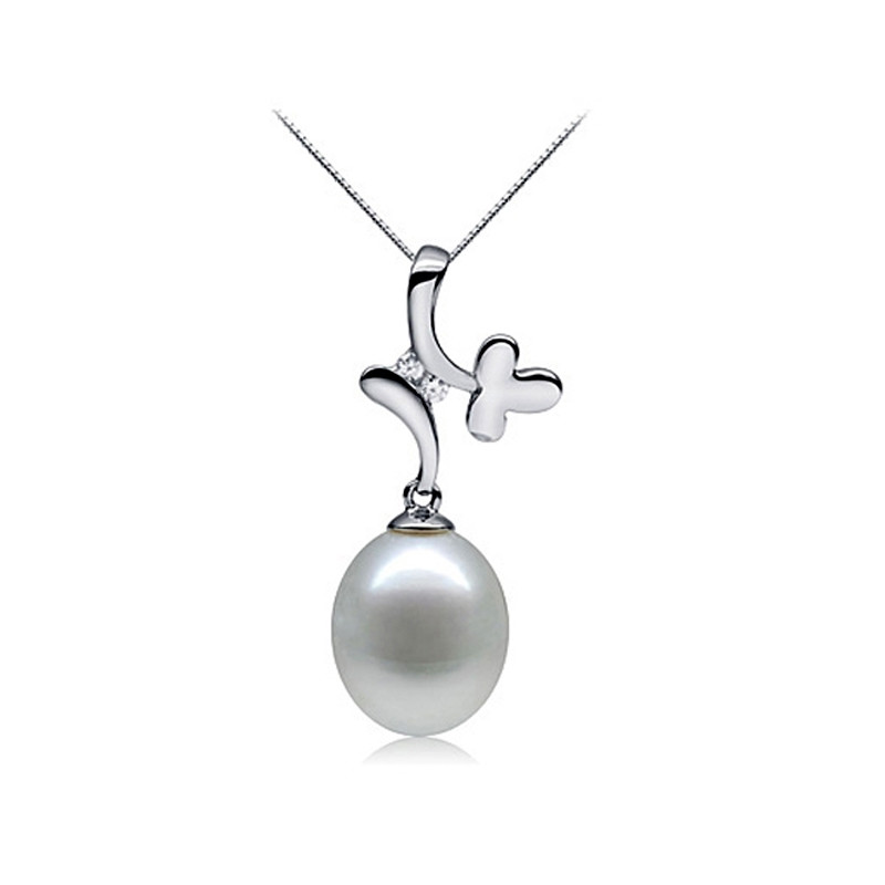 Pendentif Papillon en Argent 925 et Perle de Culture blanche