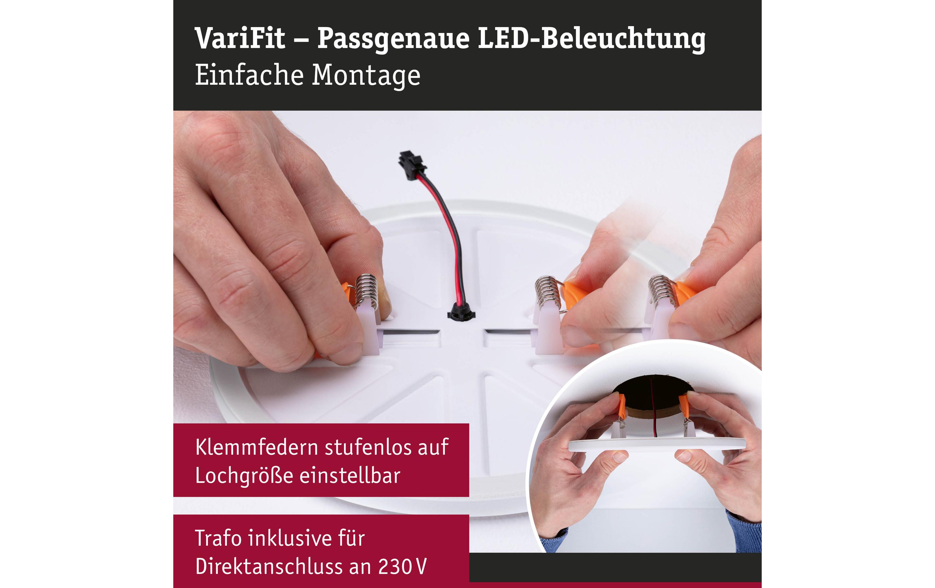 Einbauleuchte Areo VariFit 16W 230 mm, WeissBadezimmerleuchte