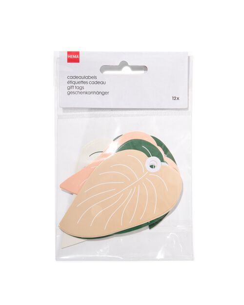 12 étiquettes cadeaux en carton 9cm feuilles