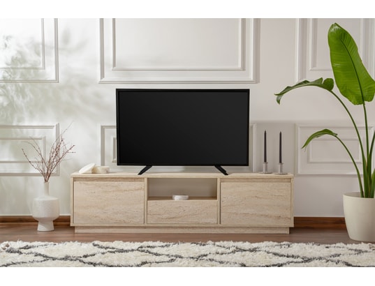 CONCEPT1 - Meuble TV Vanguard - Travertin 160 x 42 x 29,5