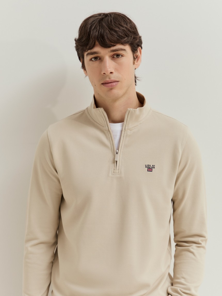 Camisola em algodão com meio fecho