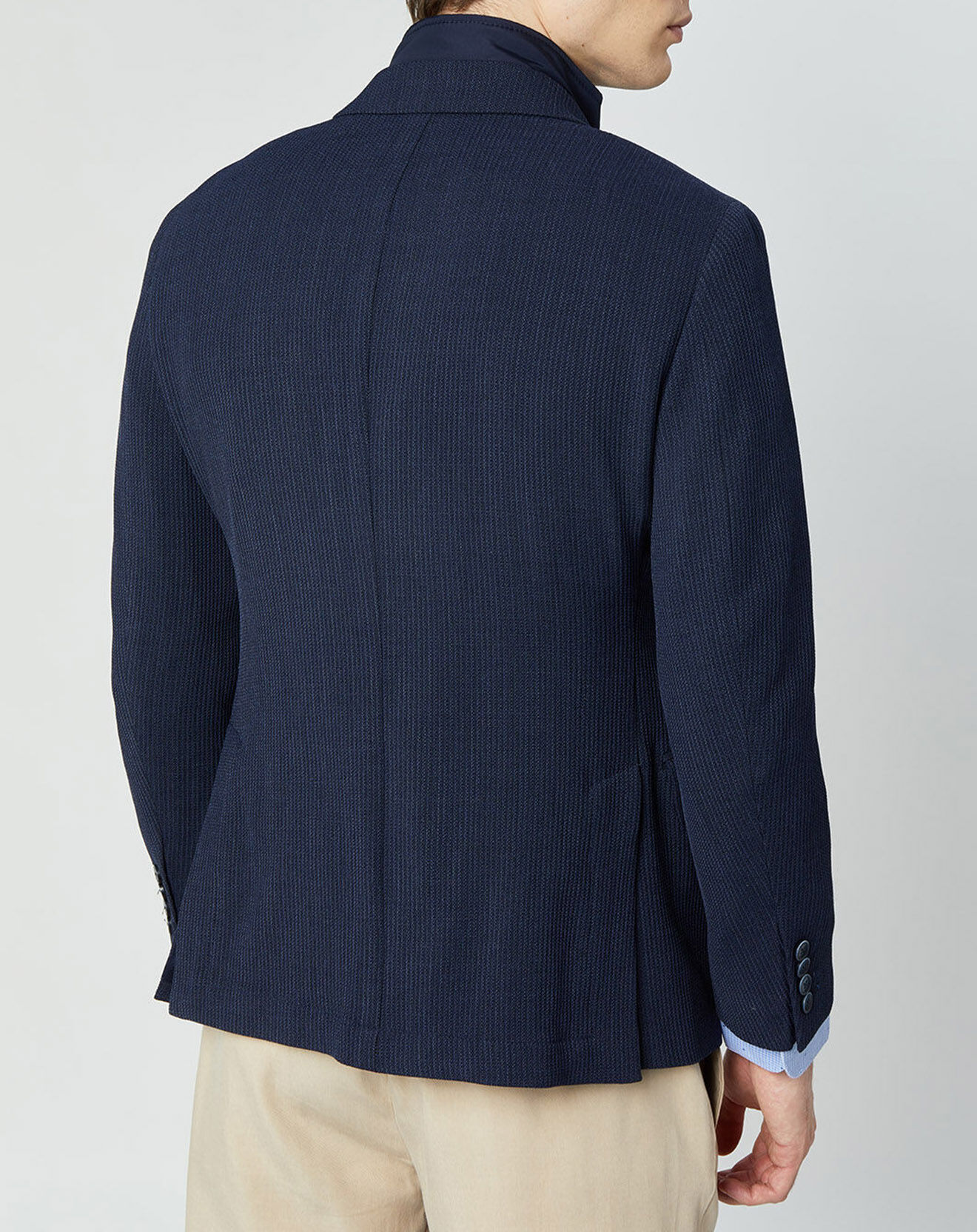 Hackett London Blazer en Laine mélangée à parmenture amovible bleu foncé