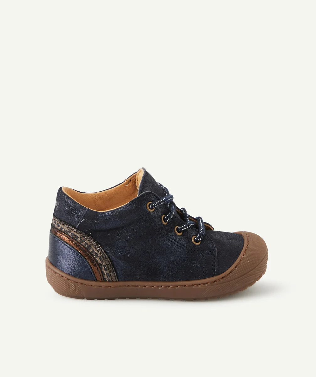 BOPYBOTTINES PREMIER PAS BÉBÉ EN CUIR BLEU MARINE