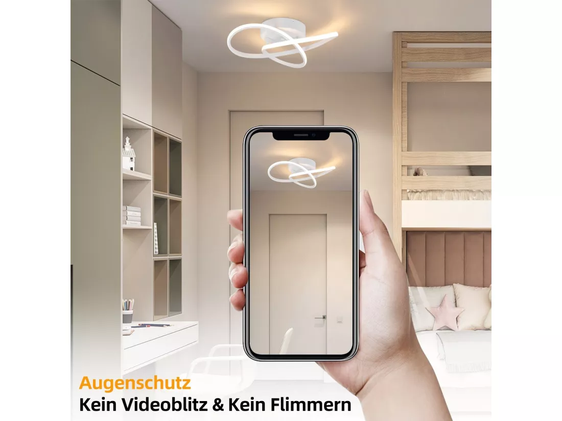 NETTLIFE Plafonnier LED Blanc Dimmable 40CM Moderne avec Télécommande Lampe Design Géométrie 33W pour Salon Chambre Cuisine Couloir Studio
