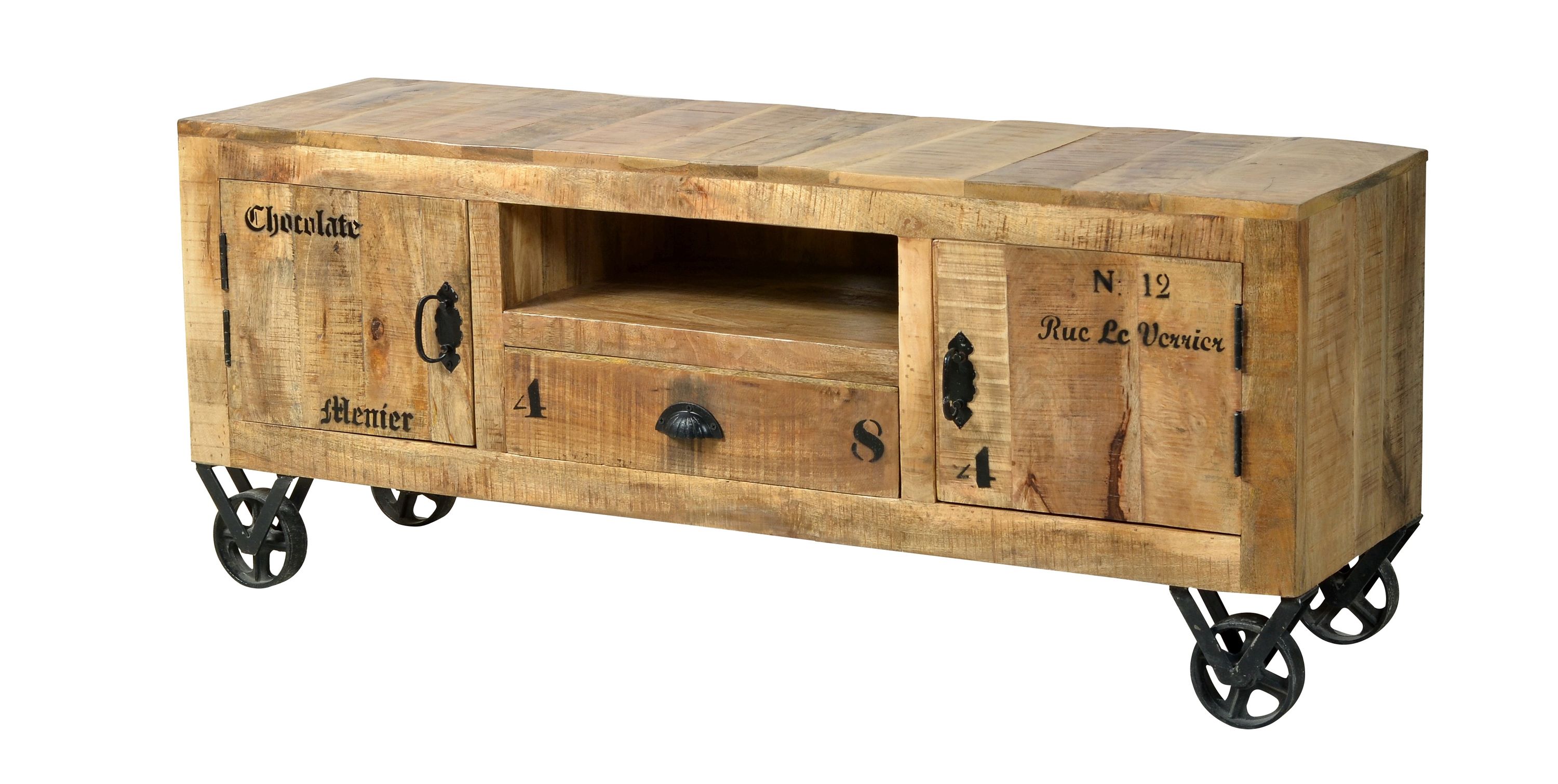 Lowboard Mangoholz Kommode Sideboard TV Fernseher Hifi Wohnzimmer Schrank