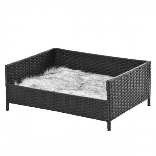 Cama elevada para animais de estimação, preta