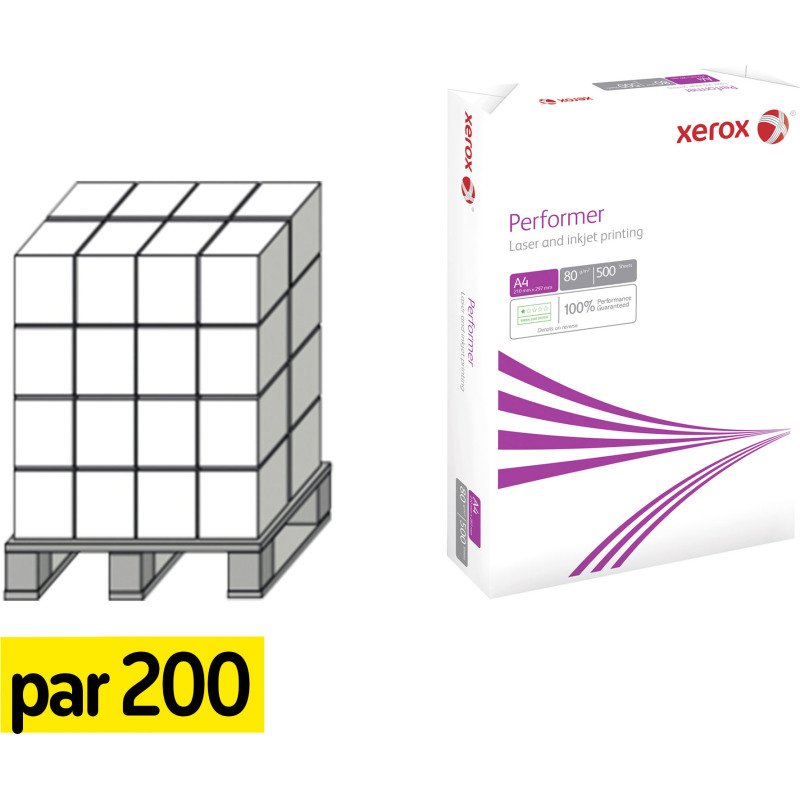 Papier A4 blanc 80 g Xerox Performer - Ramette de 500 feuilles - vendu à la palette