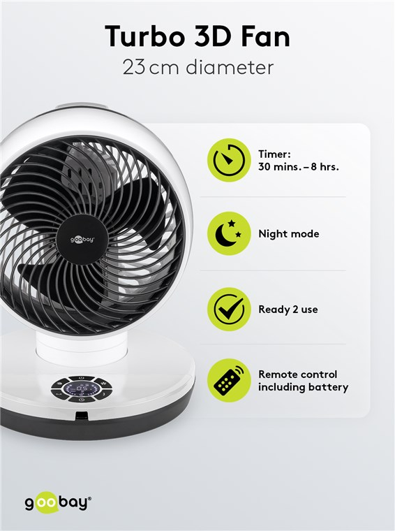 (280x365mm) 3D Bodenventilator Tragbarer Desktop Ventilator Schreibtisch Lüfter mit Timer inkl. Fernbedienung (59515) - Weiss