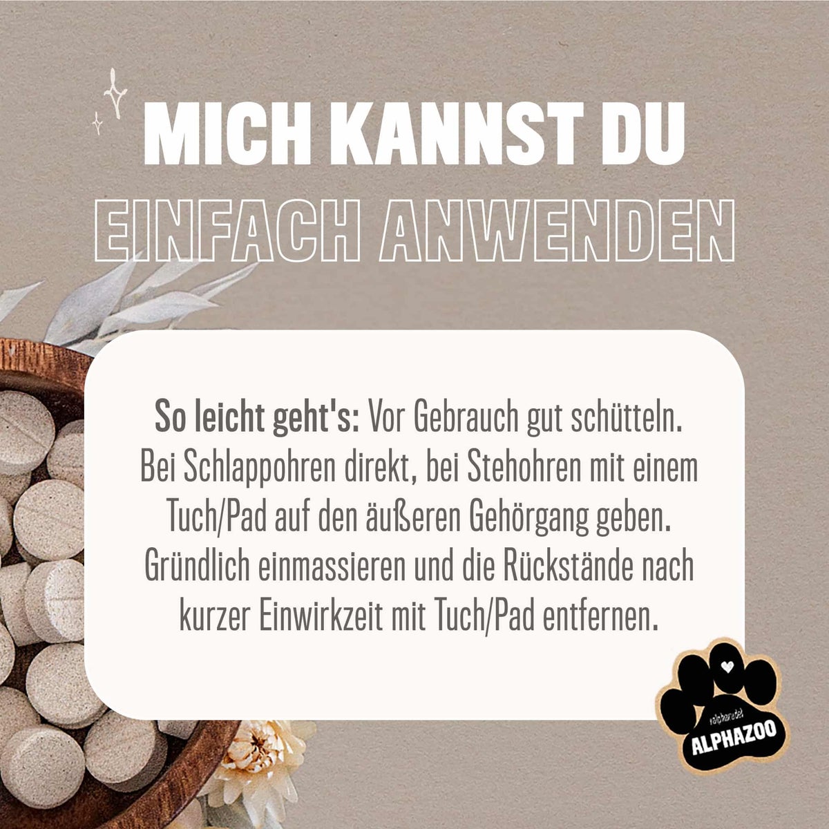 ALPHAZOO Oorreiniger 200ml voor honden en katten | Oorverzorging met kamille