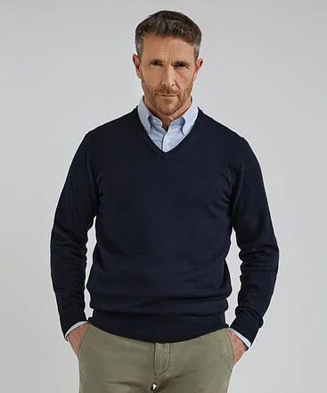 Steppin' Out Trui Cotton Cashmere V-hals Navy SM1201.0001-2100/ PU-V-COCASH-STEPP-NAVY kopen