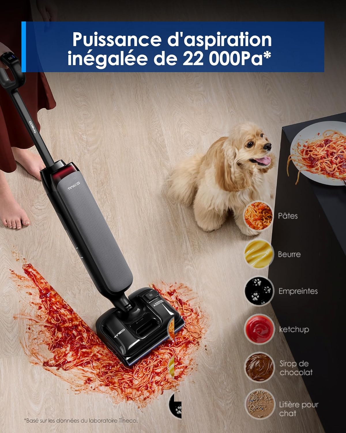 Tineco Floor One S7 Artist Aspirateur Laveur, Aspirateur Balai sans Fil, Aspiration Puissante 22 kPa, Nettoyage Deux Bords, 50 Min d'autonomie, s'aplatit à 180°, Flashdry à 85°C, Anti-Tangle-Design