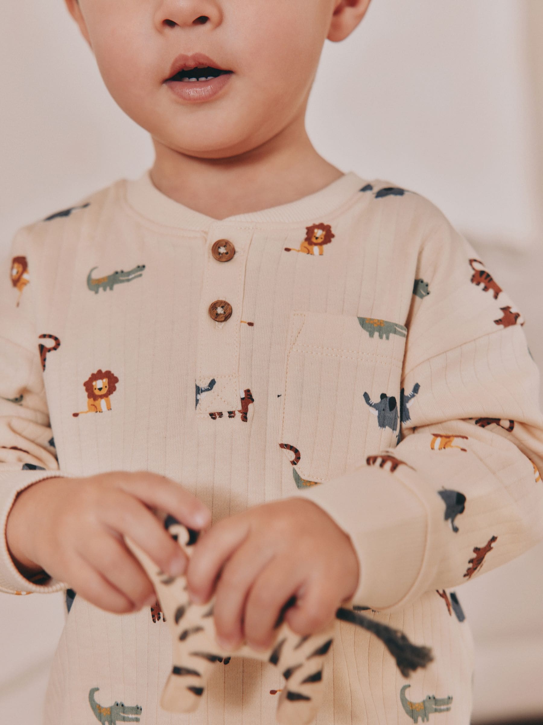 Blauw/ecru - Verpakking van 3 oversized pyjama's 3 (9mnd -10jr)