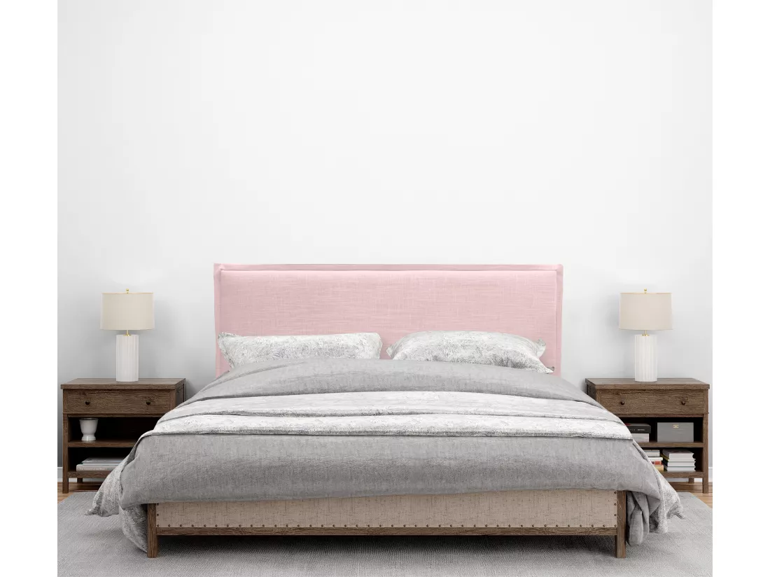 DHOME Tête de lit en lin naturel uni avec passepoils 135x50cm Lits 120/135 - Rose Pâle