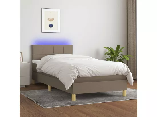 Sommier tapissier avec matelas et LED Taupe 90x190 cm Tissu