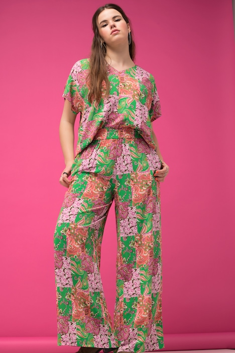 Palazzo Hose, Loose Shape, Saumschlitz, Patchprint, Elastikbund