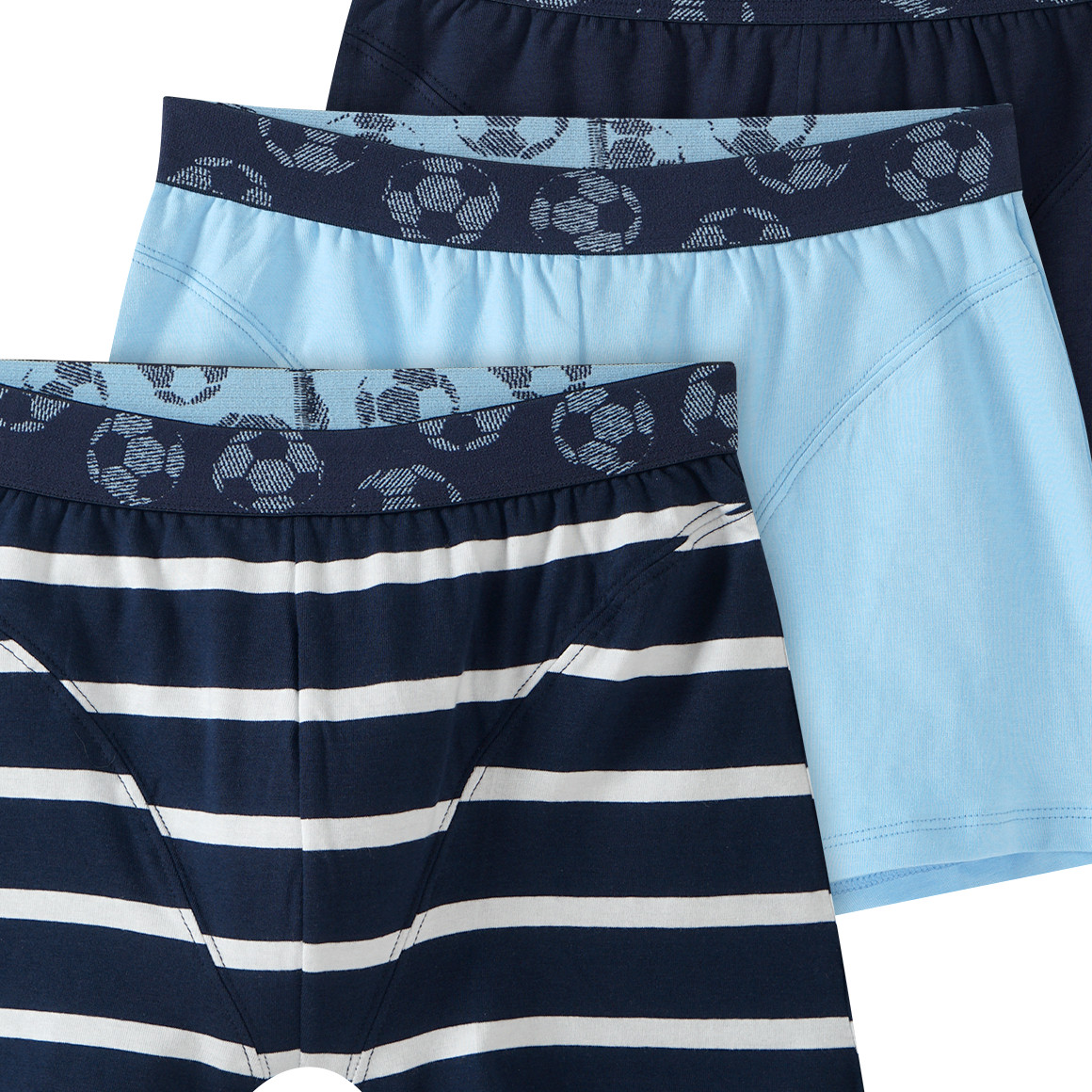 Yigga 3 Jungen Boxer in verschiedenen Dessins dunkelblau / hellblau