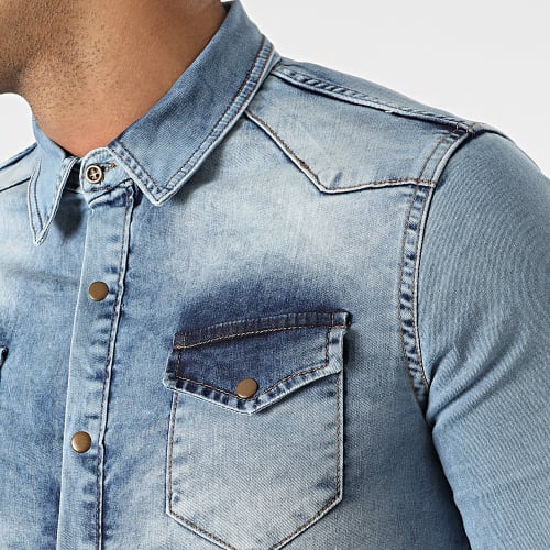Chemise Manches Longues Jean Super Skinny Fit 979 Bleu Denim