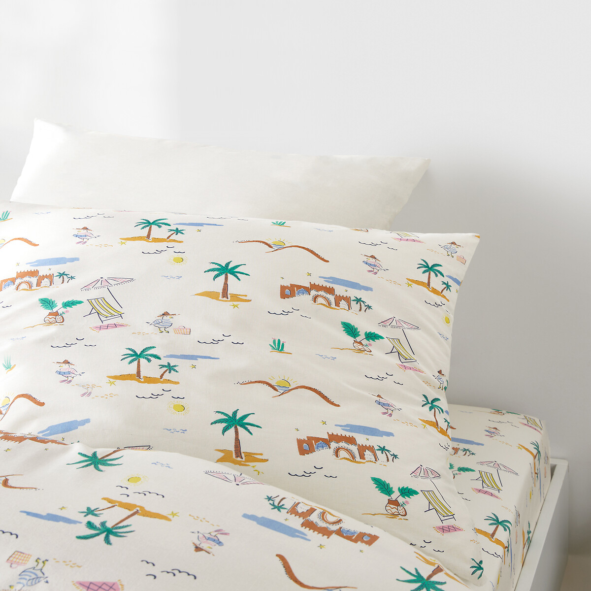 LA REDOUTE INTERIEURS<br>Conjunto de cama 50% algodão reciclado, fronha retangular.Jadida