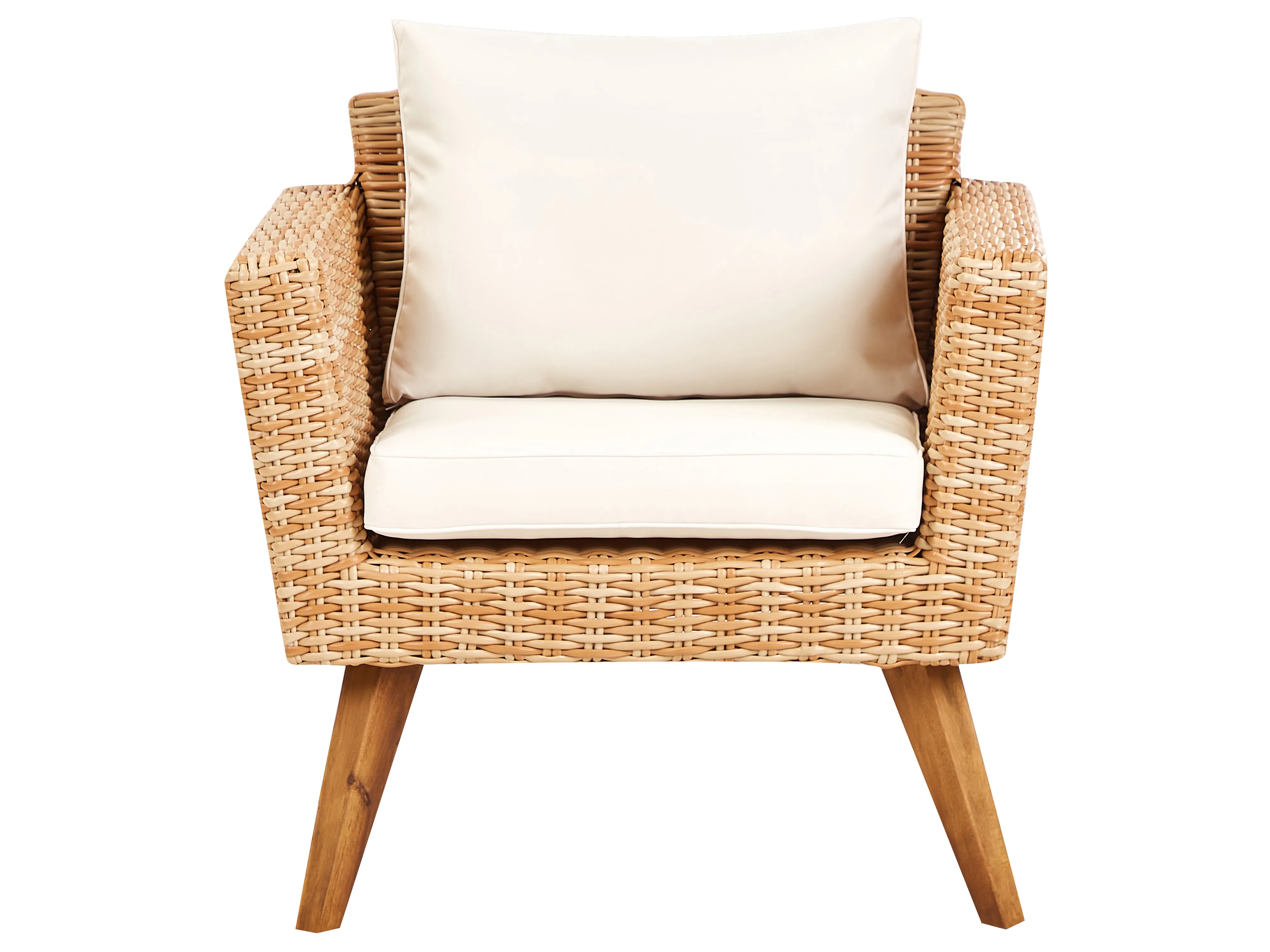 Loungeset met tafel 5-zits VITTORIA XL PE rotan Gebroken wit