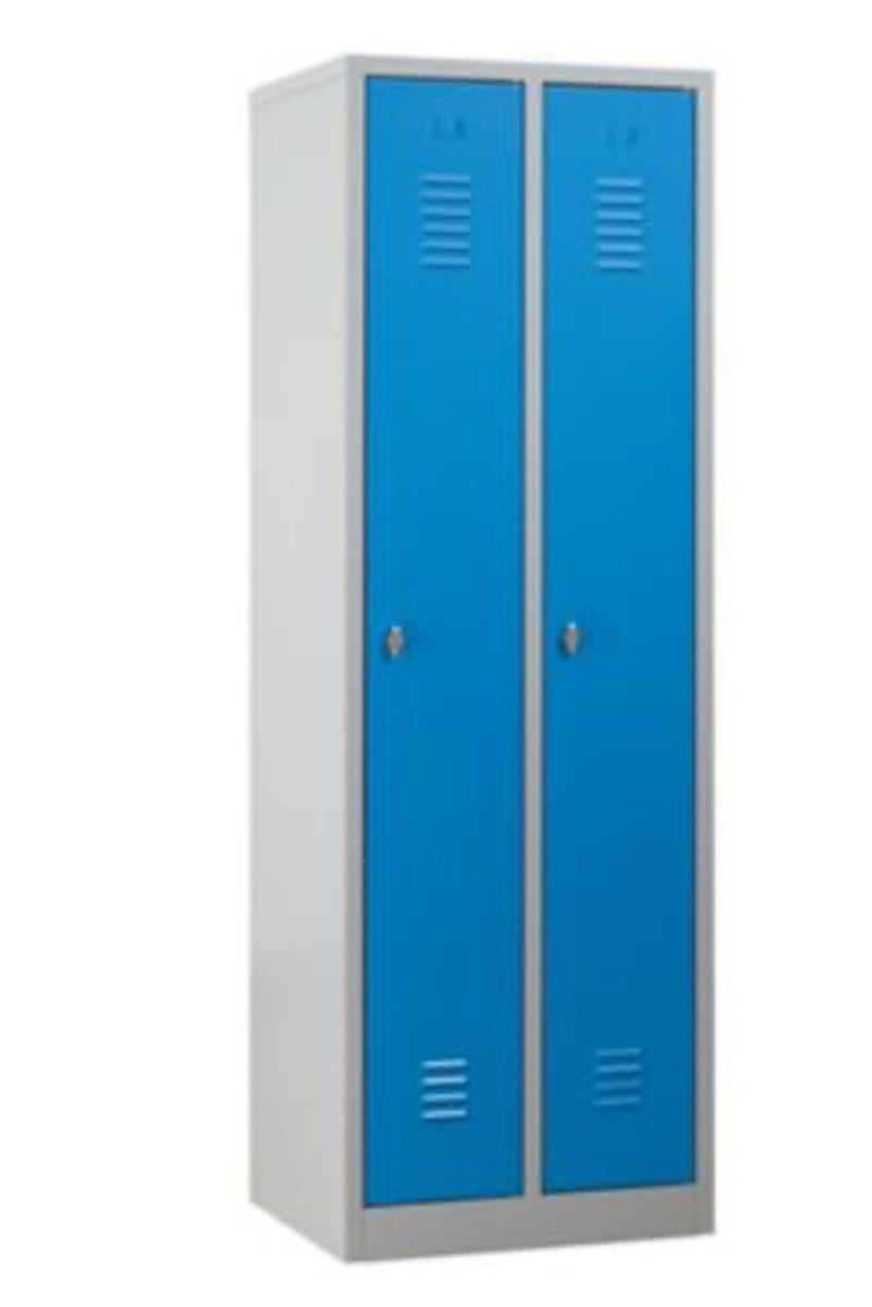 PROREGAL Garderobekast Camel 2 compartimenten HxBxD 180 x 60 x 50 cm Hangslot Grijs-Lichtblauw