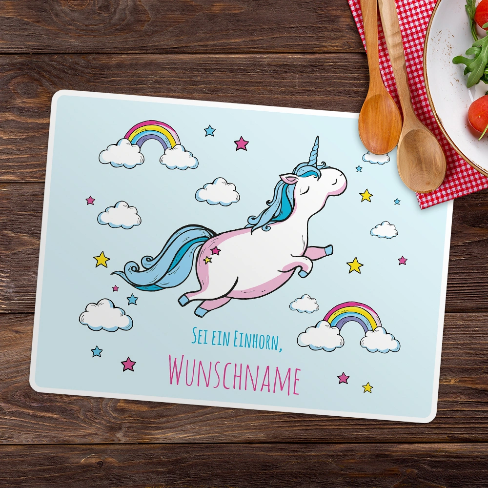Personalisiertes Tischset mit Namen (Motiv: Sei ein Einhohrn)